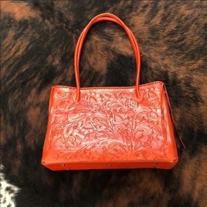 Burnt Orange Tooled Leather Purse/Briefcase